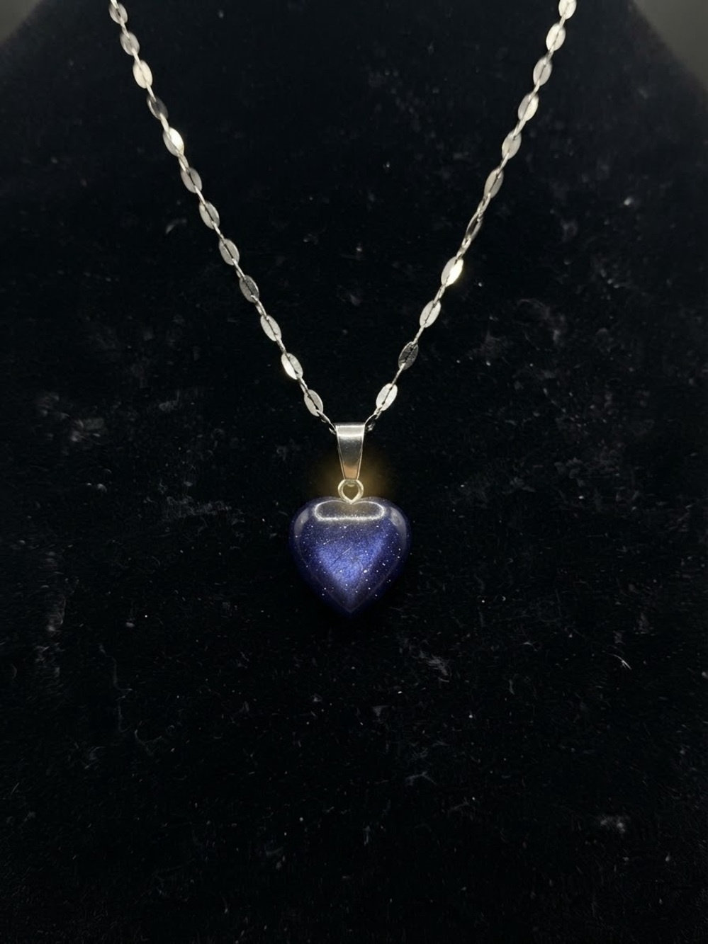 Blue Goldstone Heart Pendant Necklace  Soladita - Women Jewelry